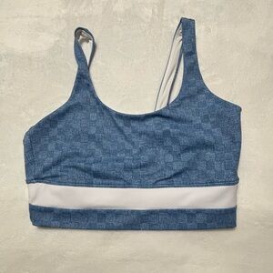 Beach Riot Denim Blue and White Sports Bra